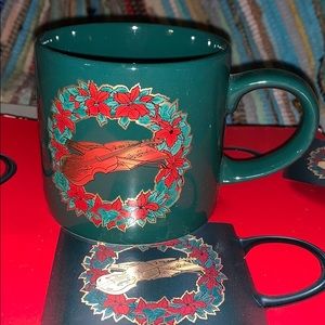 Green Christmas Coffee Mugs- set of 4